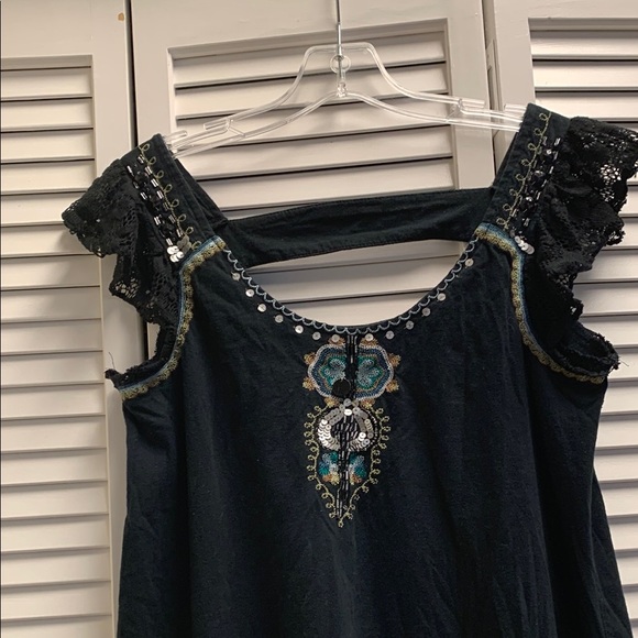 RXB Black Cap Sleeve Embellished knit top - Picture 1 of 9